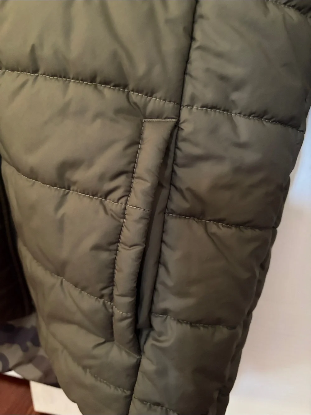 The North Face Boy’s Olive and Black Quilted Puffer Jacket with Hood